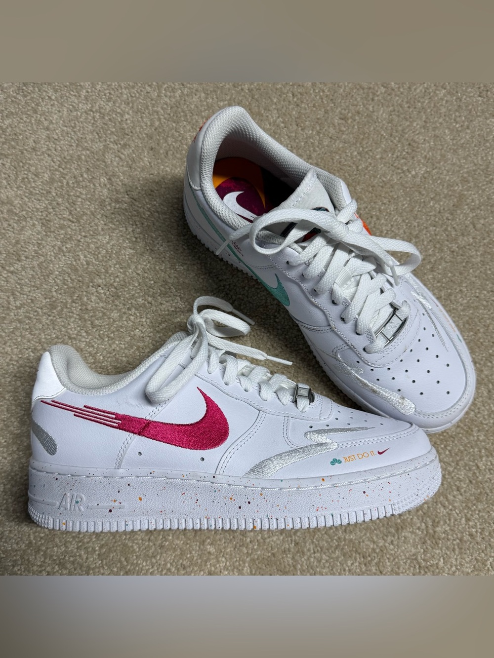 Nike Air Force 1 '07 LX Leap High Shoes Womens 7.5 FD4622-131 Multi Color White
